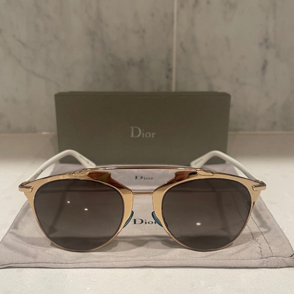 CHRISTIAN DIOR MIRRORED AVIATOR SUNGLASSES - Picture 1 of 10